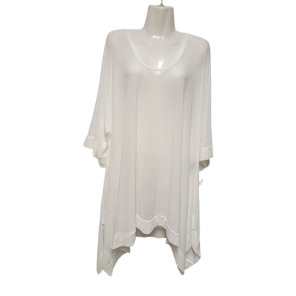 Oversized White Tunic Swimsuit CoverUp Loose Fitting Lightweight Top-Size S